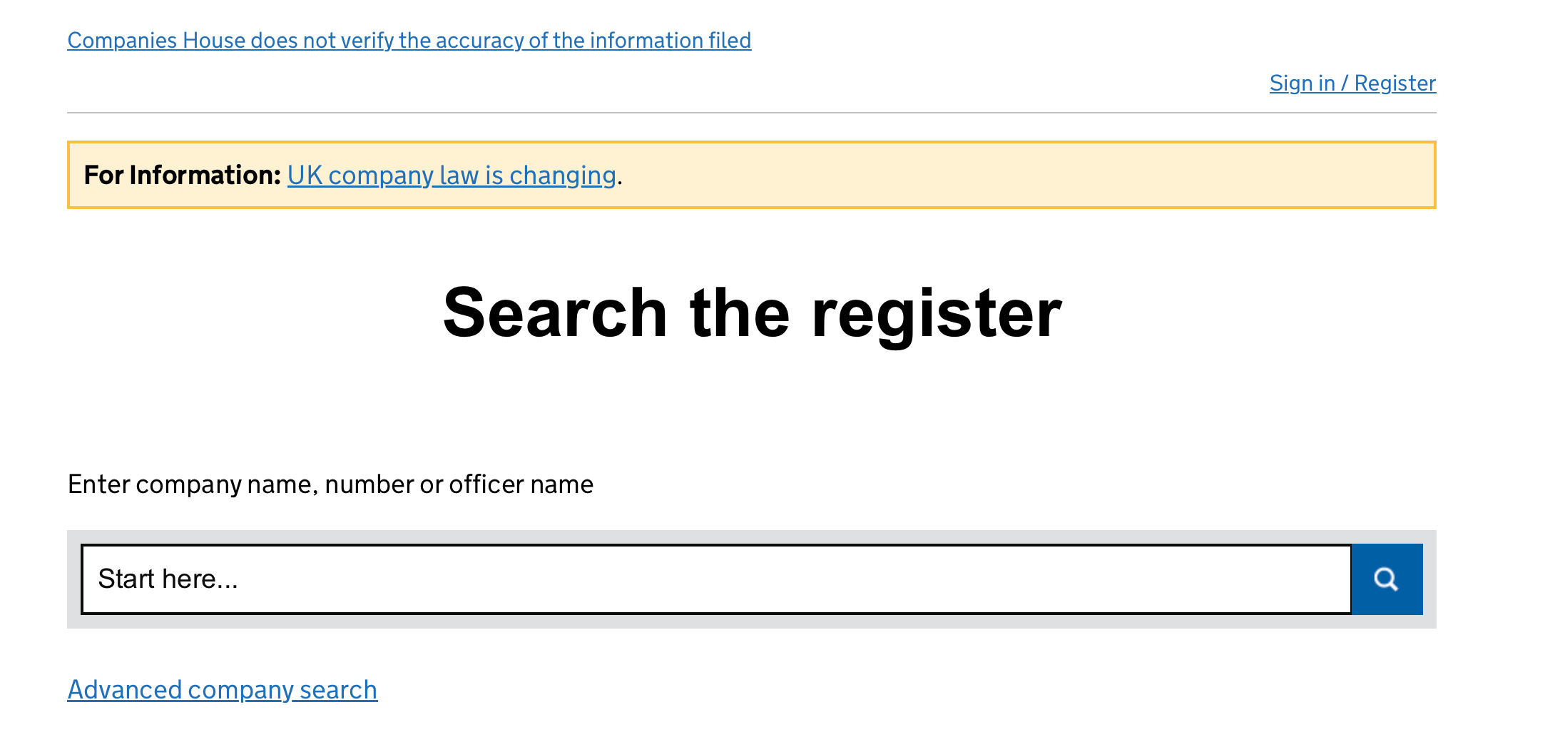 search the register 